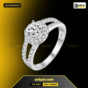 Elegant Crystal Stainless Steel Rings for Women (Silver - 7)