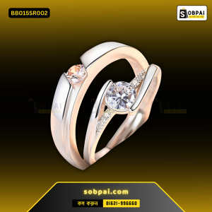 Elegant Zircon Heart Matching Couple Rings - Silver