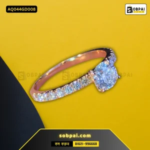 Elegant Shiny Crystal Engagement Finger Ring - (Gold)