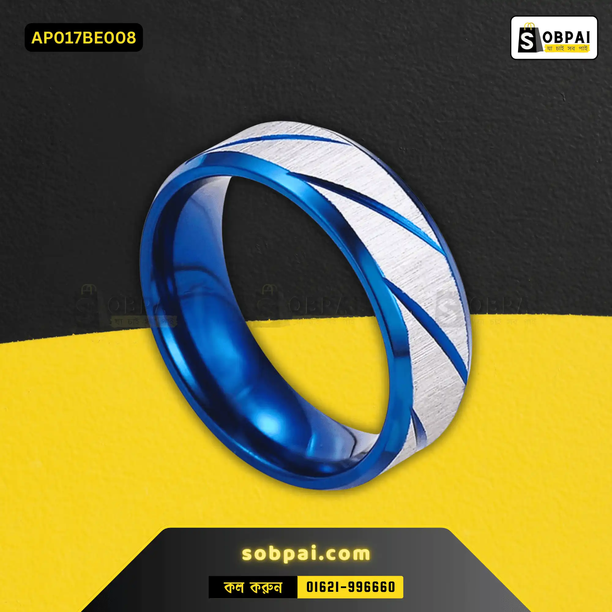 Elegant Stainless Steel CZ Rings for Women - (Blue) - Image 2