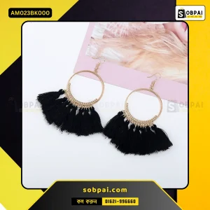 Stylish Tassel Drop Earrings for Women (Black)