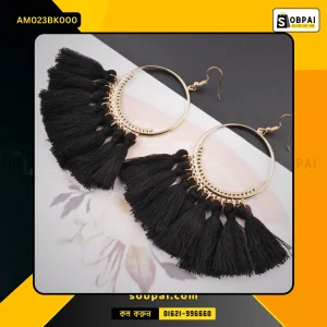 Stylish Tassel Drop Earrings for Women (Black)