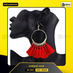 Stylish Tassel Drop Earrings for Women (Red)