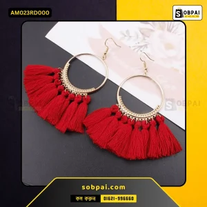 Stylish Tassel Drop Earrings for Women (Red)