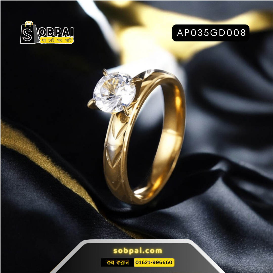 Titanium Steel Large Zircon Ring