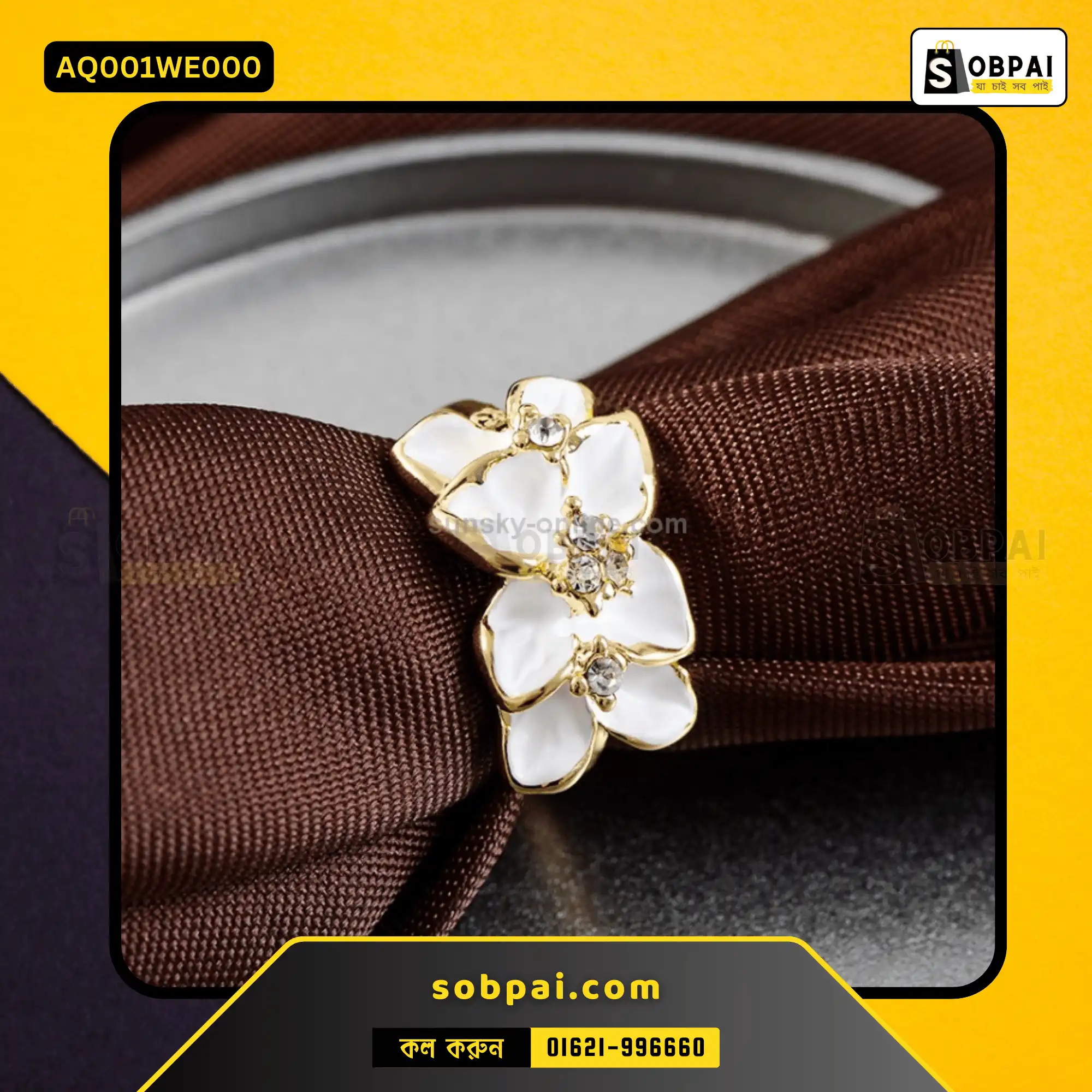 Elegant Crystal Flower Ring for Women (White) - Image 4