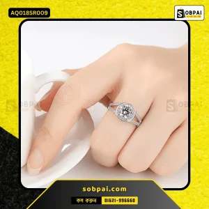 Luxury Crystal Engagement Ring for Women (Silver - 9)