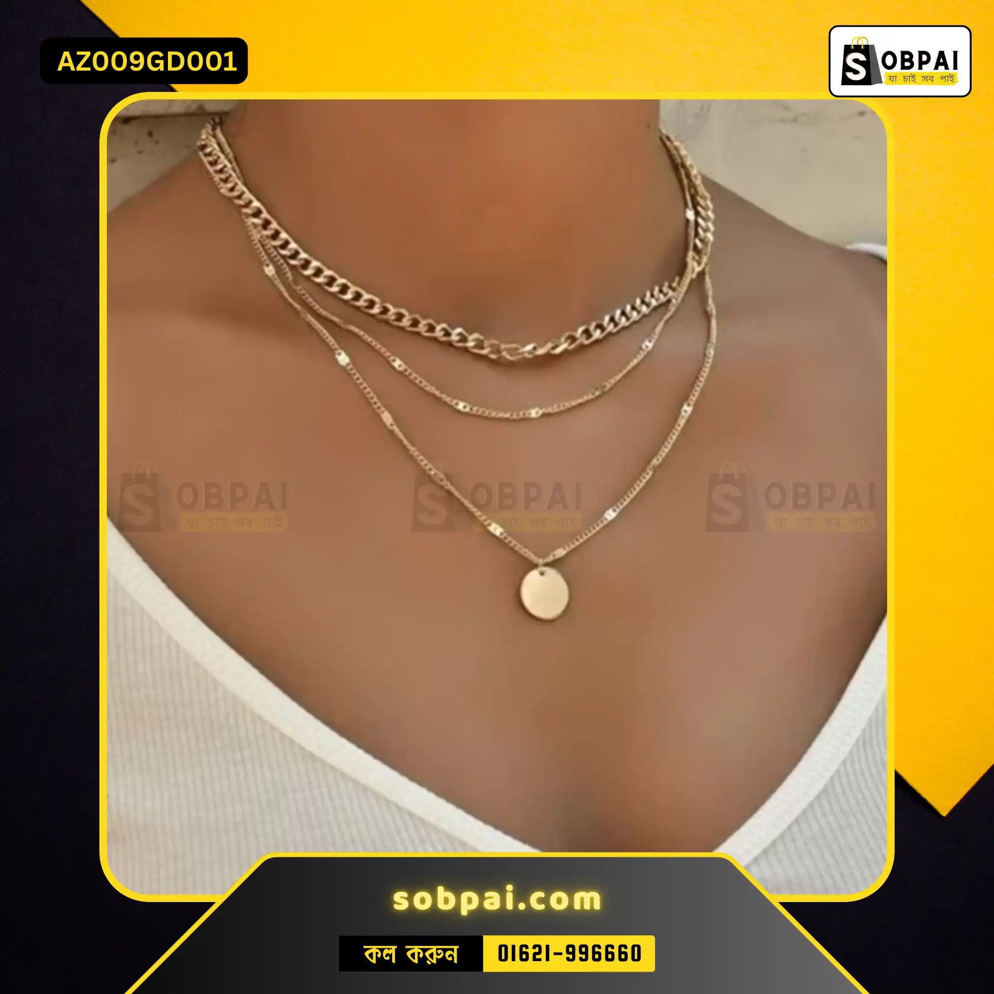 Elegant Multi-Layer Gold Pendant Necklace - Image 3