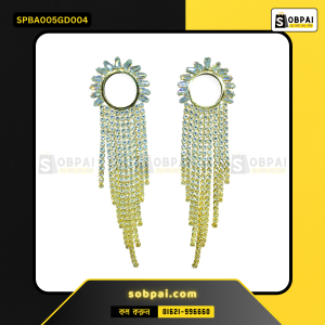 Antique Gold Diamond White Stone Earrings Ring Long Drop Dangle Earrings