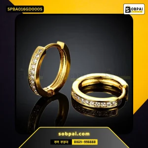 Antique Gold Diamond White Stone Huggie Hoop Round Cut  Earrings