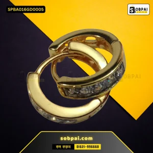 Antique Gold Diamond White Stone Huggie Hoop Round Cut Earrings