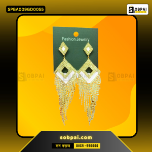 Antique Gold Diamond White Stone Long Drop Earrings