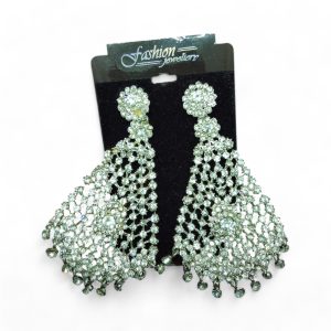 Antique Gold Diamond White Stone Tassel Drop Jhumar Earrings