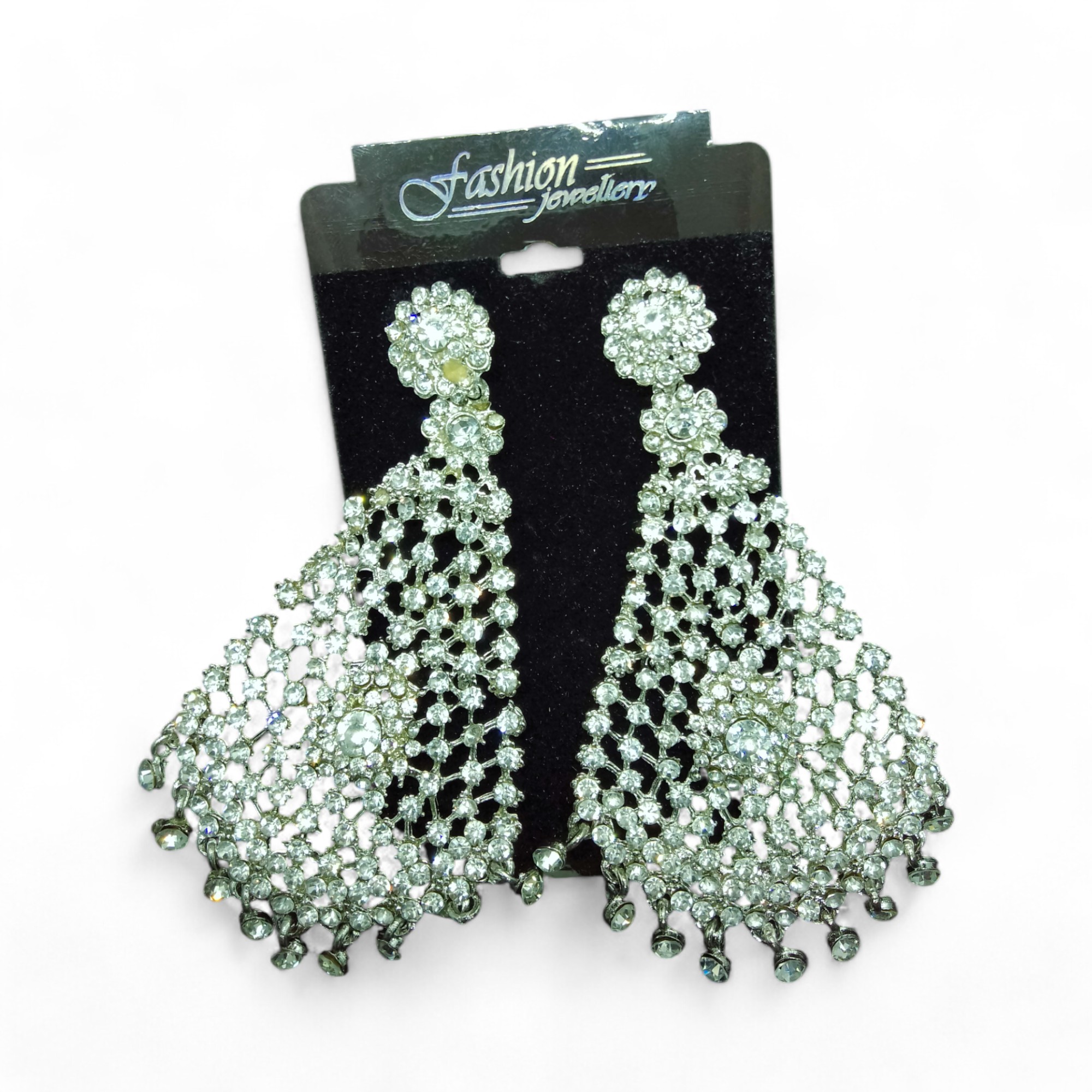 Antique Gold Diamond White Stone Tassel Drop Jhumar Earrings