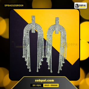 Antique Silver Diamond White Stone Long Chandelier Tassel Dangle Earrings