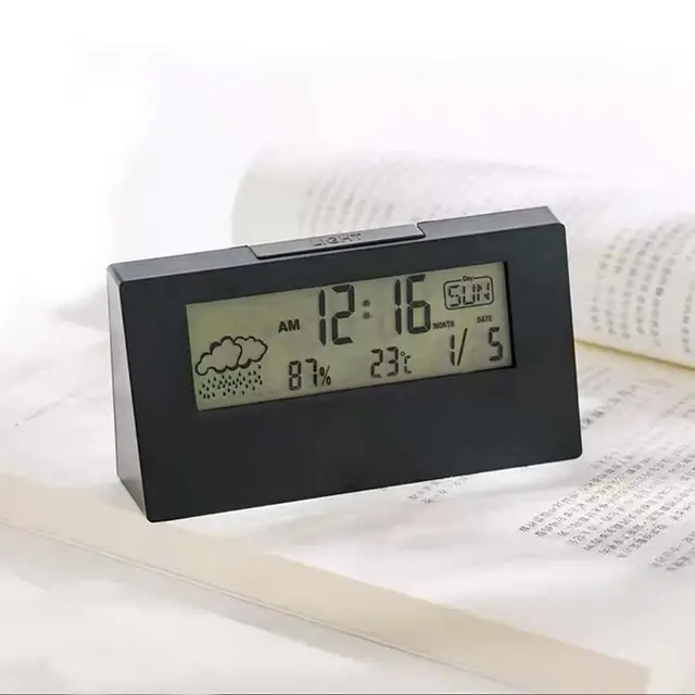 SobPai Bedside Table Number Clock Nightlight Backlight Electronic Clock Large Number LED Digital Alarm Clock with Temperature and Humidity Display - Versatile and High-Quality Clock for Bedrooms, Offices, and Homes - Image 3