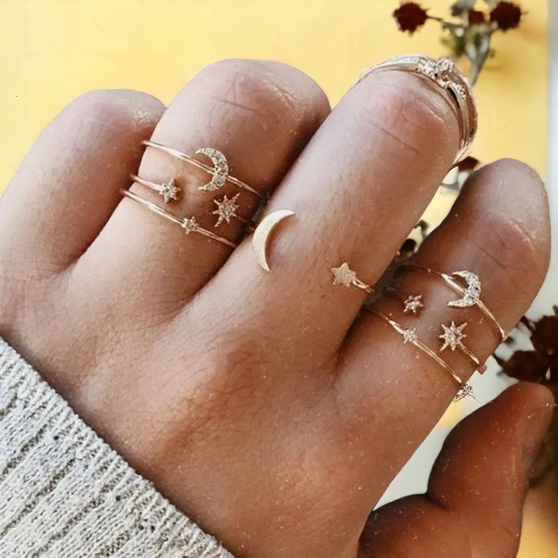 SobPai Bohemian Butterfly Ring Set for Women, Crystal Inlaid Flower Knuckle Rings, Female Charm Jewelry Gift, 2022 New Fashion Accessory, Multiple Colors Available, 4.6 Star Rated with 46 Reviews, 200 Sold