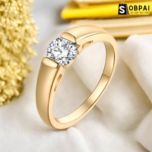 SobPai Precious American Diamond Crystal Titanium Steel Engagement Ring for Women & Girls, Size 7, Designer Collection with Swarovski Crystal