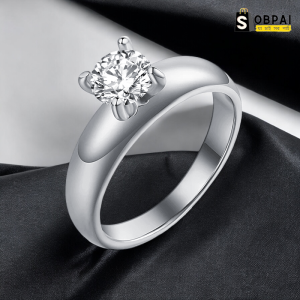 Title: SobPai Stainless Steel Rings with 6.5mm Round Moissanite for Women and Men - Elegant Wedding Bands, Engagement Rings, and Everyday Fine Jewelry Accessories - Available in Sizes 6-12
