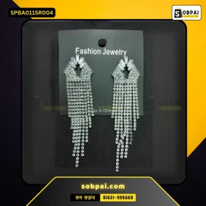 Antique Gold Diamond White Stone Long Chain Crystal Alloy Drops & Danglers Earrings