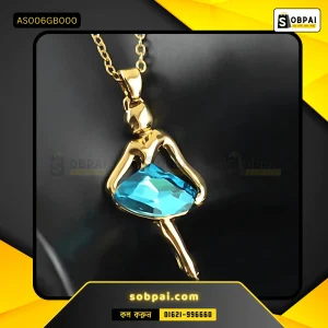 Elegant Ballerina Crystal Necklace for Women (Gold Navy Blue)