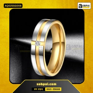 Elegant Stainless Steel Proposal Ring for Women (Silver-Gold,8)