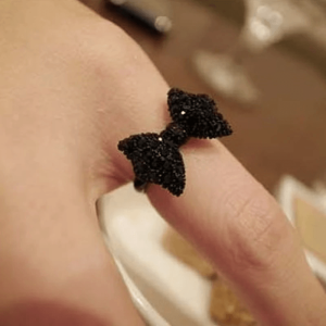 Elegant Black Bow Knot Adjustable Ring for Women
