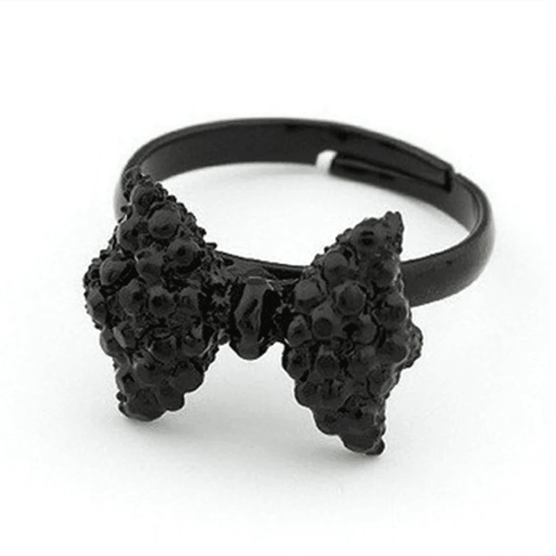 Elegant Black Bow Knot Adjustable Ring for Women - Image 3