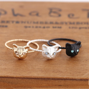 SobPai Cute Cat Head Diamond Ring - Fashionable Jewelry for Women & Girls, 2021 Trendy Design