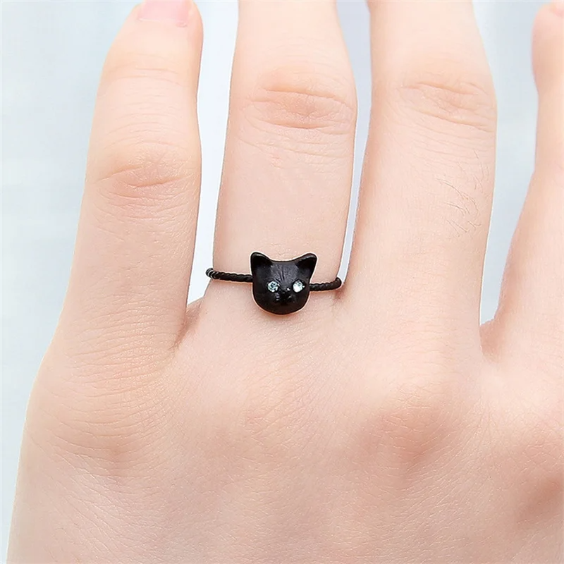 SobPai Cute Cat Head Diamond Ring - Fashionable Jewelry for Women & Girls, 2021 Trendy Design" - Image 3