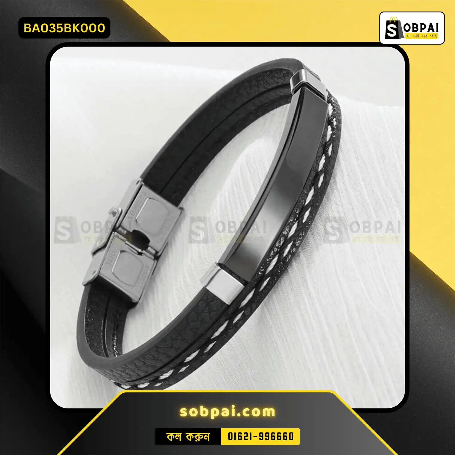 Trendy Leather Bracelet for Stylish Men - Black