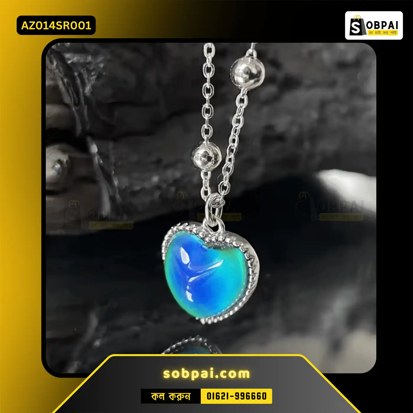 Mood Heart Necklace with Temperature Change (Silver) - Image 2