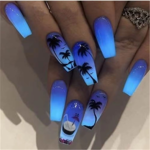 1sheet Women's Fashion DIY Beauty Manicure Tropical Style Water Transfer Paper Coconut Palm Nail Stickers - SobPai