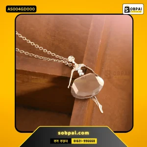 Elegant Ballerina Crystal Necklace for Women (Gold)