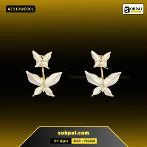 Colorful Butterfly Rhinestone Stud Earrings - (White)