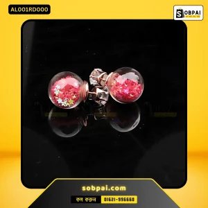 Elegant Crystal Pearl Stud Earrings (Red)