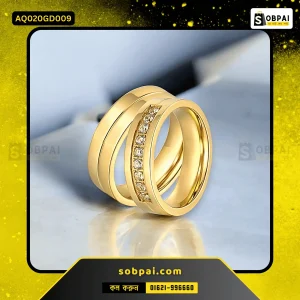 Stylish Stainless Steel Couple Ring Without Crystal (Gold - 9)