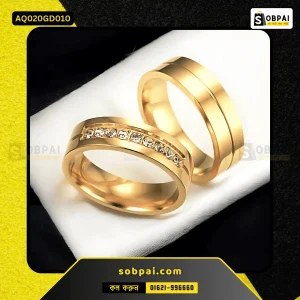 Stylish Stainless Steel Couple Ring Without Crystal (Gold - 10)
