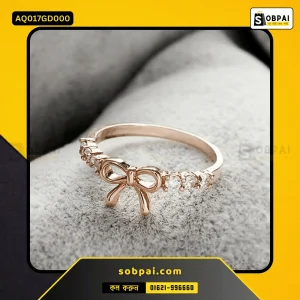 Elegant Bow Crystal Finger Ring for Women - Gold