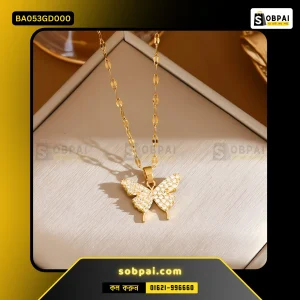 Golden Butterfly Crystal Pendant Necklace