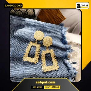 Vintage Geometric Drop Earrings for Women (Gold)