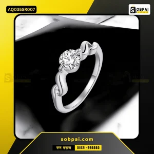 Elegant Curve Crystal Finger Ring (Silver - 7)