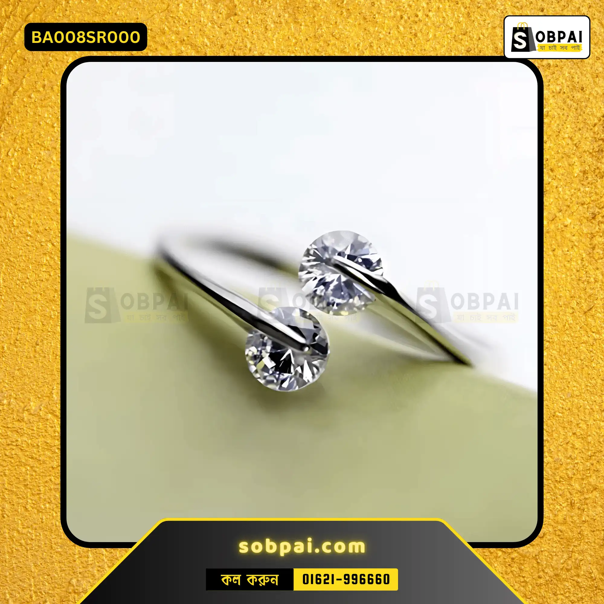 Adjustable Elegant Wedding and Engagement Ring (Silver) - Image 3