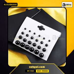 12 Pairs Elegant Pearl Stud Earringsb - Black