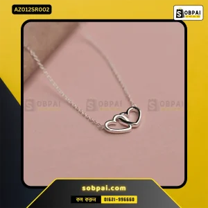 Double Heart Pendant Necklace for Women ( silver)