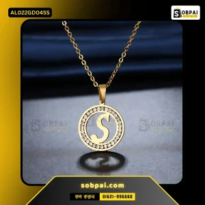 Trendy Stainless Steel Crystal S Necklace (Gold)