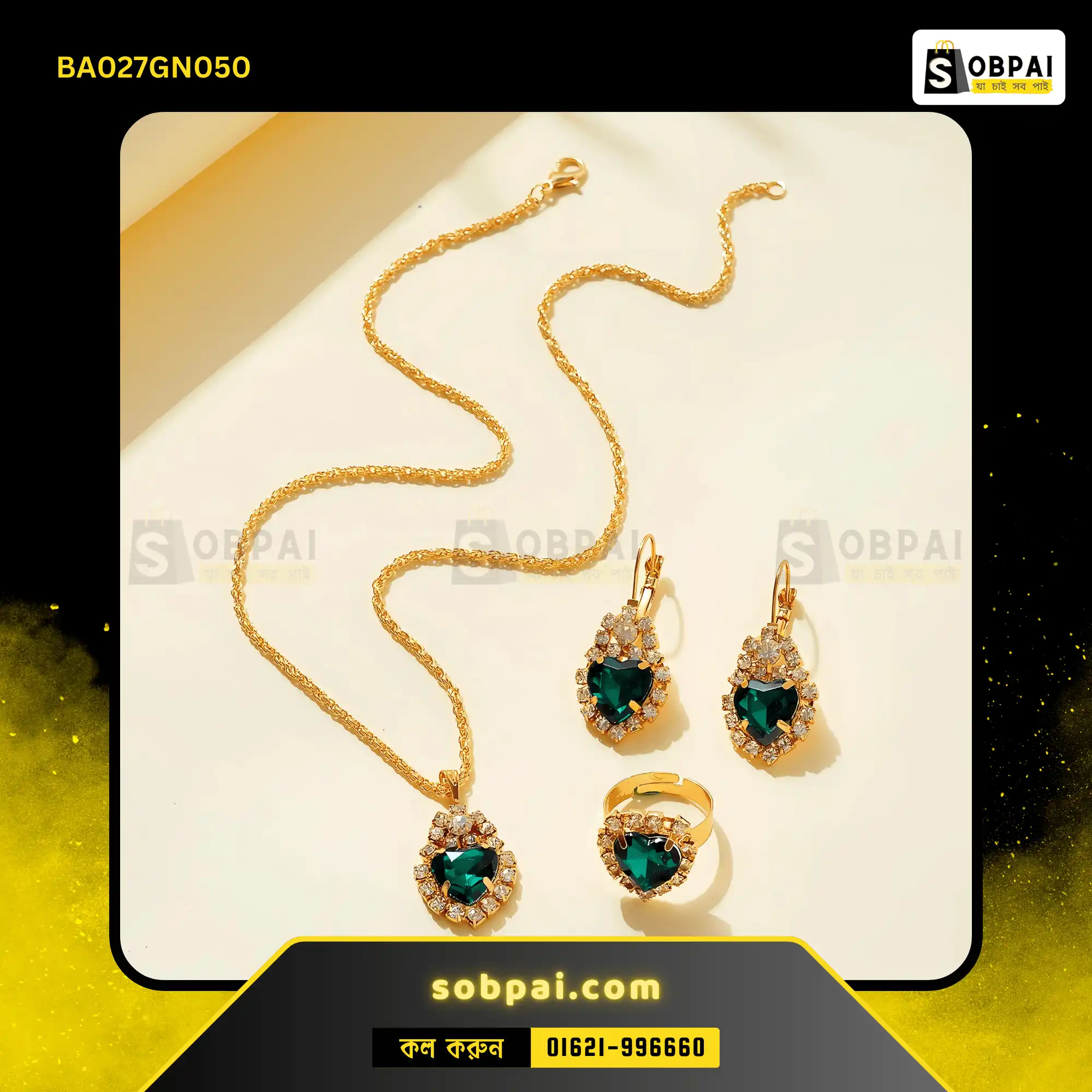 Elegant Crystal Jewelry Set for Women (Green) - Image 2