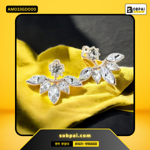 Elegant Crystal Leaf Stud Earrings - Gold