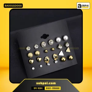 Elegant Crystal and Pearl Earrings Set (Gold)