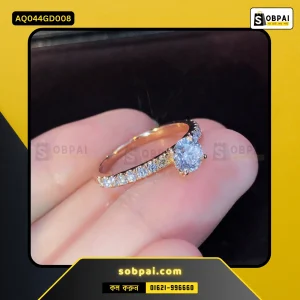 Elegant Shiny Crystal Engagement Finger Ring - (Gold)